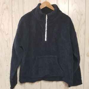 J.crew Navy Blue Sherpa Half Zip Pullover Sweater M